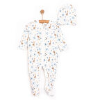 HelloBaby Yenidoğan Hayvanlar Baskılı Erkek Tulum-Şapka Erkek Bebek