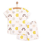 HelloBaby Erkek Kısa Kol Hayvan Desenli Bisiklet Yaka Pijama Takımı