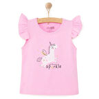 HelloBaby Basic Kız Melek Unicorn Baskılı Atlet T-shirt Kız Bebek