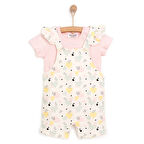 HelloBaby Basic Kız Kalp Desenli Şort Salopet-Tshirt Kız Bebek