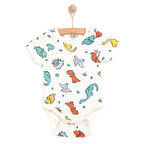 HelloBaby Dinazor Desenli Kısa Kol Body