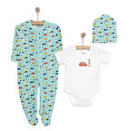 HelloBaby Erkek Tulum-Body-Şapka Erkek Bebek