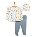 HelloBaby Erkek Zıbın-Şapka-Patikli Alt Erkek Bebek