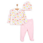 HelloBaby Kız Zıbın-Şapka-Patikli Alt Kız Bebek