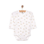 Tiffany Yenidoğan Zıbın Body-Çıtçıtlı %100 Pamuk,Uzun Kollu Ekru 0-9 Ay