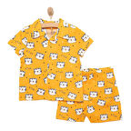 HelloBaby Erkek Gömlek Yaka Kısa Kol Ayıcık Desenli Pijama Takımı