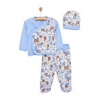 HelloBaby Erkek Zıbın-Şapka-Patikli Alt Erkek Bebek