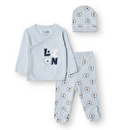 HelloBaby Erkek Zıbın-Şapka-Patikli Alt Erkek Bebek