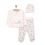 HelloBaby Kız Zıbın-Şapka-Patikli Alt Kız Bebek