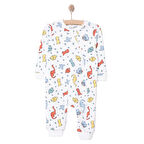 HelloBaby Erkek Fermuarlı Uzun Kol Dinazor Desenli Patiksiz Tulum