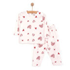 HelloBaby Kız Kalp Desenli Uzun Kol Pijama Takımı
