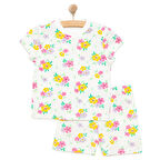 HelloBaby Kısa Kol Çiçek Desenli Bisiklet Yaka Pijama Takımı Kız Bebek
