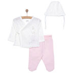 Bebetto Yenidoğan Mini Heart Zıbın-Şapka-Patikli Alt 3lü Set Kız Bebek