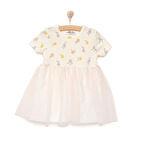 HelloBaby Kız Bebek Elbise Romantic Garden Bisiklet Yaka Kısa Kol Ekru