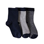 HelloBaby Erkek Bebek 3lü Soket Çorap Desenli Lacivert