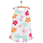 BabyZ Kız Bebek Kısa Tulum Vintage Girl Bebe Yaka Reçme Paça Atlet Kol Beyaz