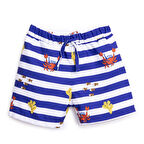 HelloBaby Erkek Bebek UV Koruma Şort Mayo Çizgili Yengeç Desen İpli Micro Kumaş