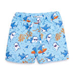 HelloBaby Erkek Bebek UV Koruma Şort Mayo Köpekbalığı Desen İpli Micro Kumaş