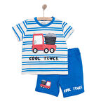 HelloBaby Cars&Roads Erkek Kamyon Baskılı Tshirt-Şort Erkek Bebek