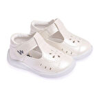 BabyWalk Sedefli Suni Deri Beyaz Sandalet Kız Bebek