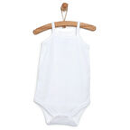 HelloBaby Unisex Beyaz Body Çıtçıtlı Bisiklet Yaka İp Askılı Beyaz