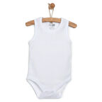 HelloBaby Unisex Beyaz Body Çıtçıtlı Bisiklet Yaka Atlet Kol Beyaz