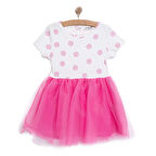 HelloBaby Kız Bebek Basic Elbise Bisiklet Yaka Kısa Kol Pembe