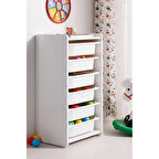 Babywhen Oyuncak Dolabı 6 Raflı Beyaz