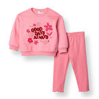 HelloBaby Kız Bebek Sweatshirt - Tayt Motto Girl Bisiklet Yaka Uzun Kol Reçme