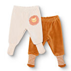 HelloBaby Erkek Bebek 2li Çoraplı Pantolon Kadife Çoraplı Paça