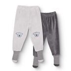 HelloBaby Erkek Bebek 2li Çoraplı Pantolon Kadife Çoraplı Paça