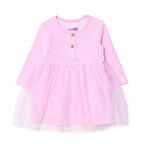 HelloBaby Kız Bebek Elbise  Çıtçıtlı Bisiklet Yaka Uzun Kol