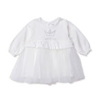 HelloBaby Kız Bebek Elbise Düğmeli Bisiklet Yaka Uzun Kol Reçme