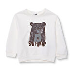 HelloBaby Erkek Bebek Hello Cute Bear Sweatshirt Şardonlu Üç İplik Bisiklet Yaka Uzun Kol