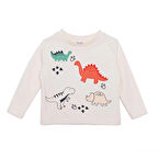 HelloBaby Erkek Bebek Cool Dino Uzun Kol Tshirt İki İplik Bisiklet Yaka