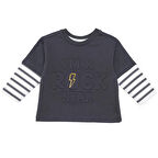 HelloBaby Erkek Bebek Cool Boy Uzun Kol Tshirt İki İplik Bisiklet Yaka Uzun Kol