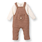 Bebetto Erkek Bebek Yenidoğan Salopet-Sweatshirt Kapitone Örme Bebe Yaka Uzun Kol Patiksiz Paça