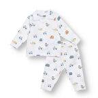 HelloBaby Erkek Bebek Uzun Kol Pijama Takımı Düğmeli Bebe Yaka Reçme Paça