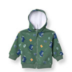 HelloBaby Erkek Bebek Kapüşonlu Hırka Fermuarlı Uzun Kol