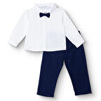 HelloBaby Erkek Bebek Gömlek-Pantolon Poplin Gömlek Yaka Reçme Paça