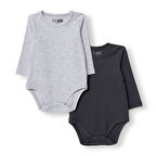 HelloBaby Erkek Bebek 2li Uzun Kol Body Kaşkorse Çıtçıtlı Yaka Uzun Kol