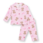 HelloBaby Kız Bebek Uzun Kol Pijama Takımı İnterlok Düğmeli Bebe Yaka Reçme Paça