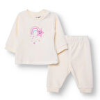 HelloBaby Kız Bebek Kadife Pijama Takımı Kadife Bisiklet Yaka Ribanalı Paça