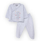 HelloBaby Erkek Bebek Yenidoğan Zıbın-Patikli Alt İnterlok Bisiklet Yaka Uzun Kol Patikli Paça