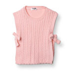 HelloBaby Kız Bebek Floral Teddy Bear Yelek Triko Bisiklet Yaka Kısa Kol