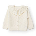 HelloBaby Kız Bebek Floral Teddy Bear Triko Hırka V Yaka Uzun Kol