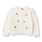 HelloBaby Kız Bebek Floral Teddy Bear Triko Hırka Fırfırlı Yaka Uzun Kol