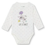 HelloBaby Kız Bebek Uzun Kol Body Ribana Çıtçıtlı Yaka Uzun Kol