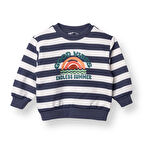 HelloBaby Erkek Bebek Sweatshirt Şardonlu İki İplik Bisiklet Yaka Uzun Kol