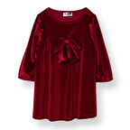HelloBaby Kız Bebek Chic Elbise Kadife Bisiklet Yaka Kısa Kol